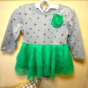 Cherokee Baby Girl Green Ruffle Romper Dress Size 9 Months